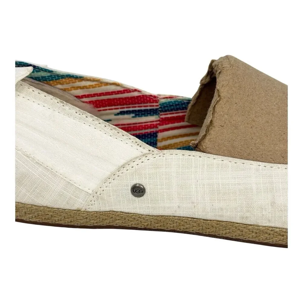 UGG Ballet Flats Women 10 White Perrie Canvas Espadrille Slip On Shoes 1011186